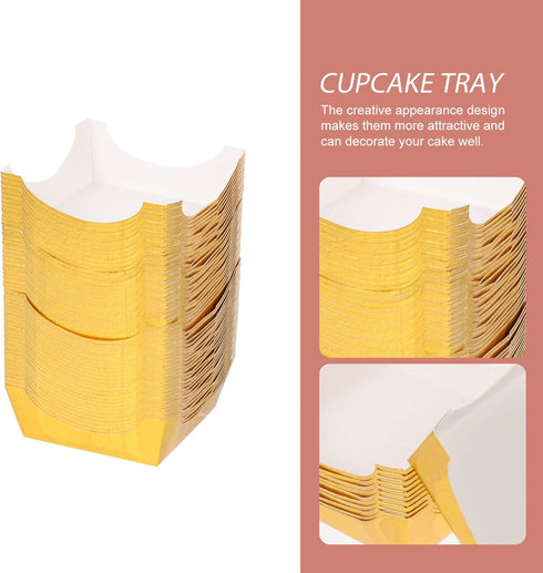 BESTonZON 100pcs Paper Baking Cups, Disposable Mousse Cake Cups for Christmas Party Wedding