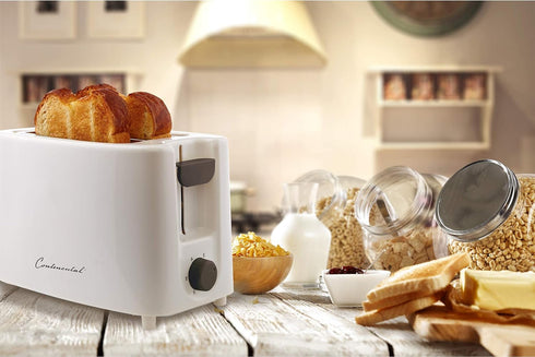 Continental Electric CE-TT011 2 Slice Electric Toaster, White