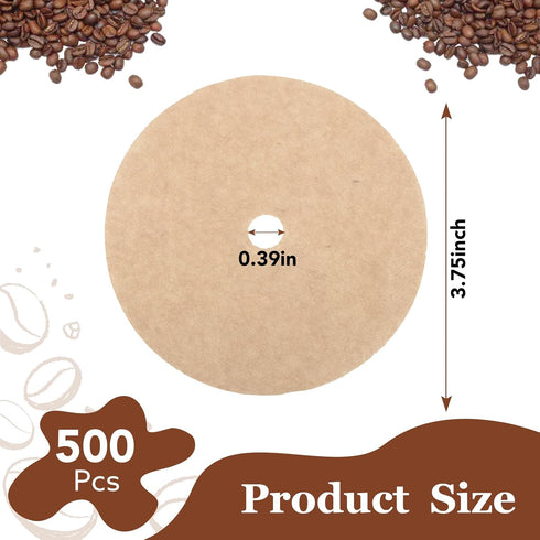 500 Count Percolator Coffee Filters, 3.75in Natural Unbleached Disposable Disc Filters for Home and Office