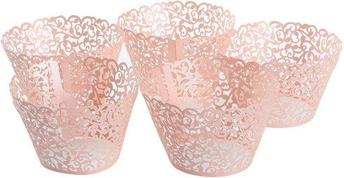 YOZATIA Vine Cupcake Wrappers, 60PCS Lace Liners for Regular Sized Cupcake (Pink)