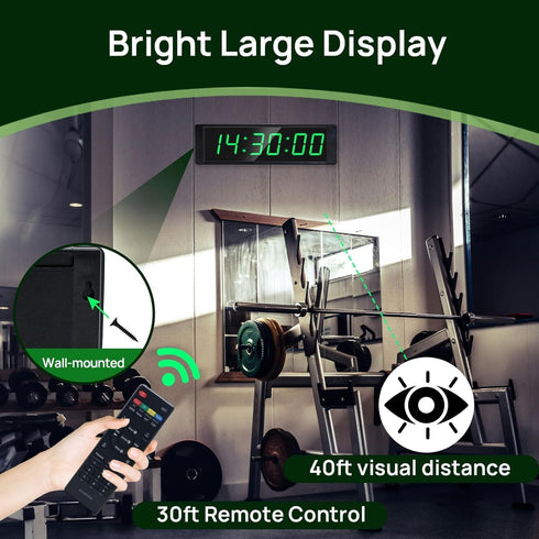 Countdown 12/24H YZ Gym Timer Clock for Home Gym, Fitness Timer with Stopwatch Button, Large Digital Stopwatch Clock