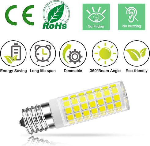 TAIYALOO E17 LED Bulb - Dimmable 7W Microwave Oven Bulb, Daylight White 6000K, 60W Halogen Replacement, 2 Pack