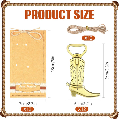 12 Youyole Pcs Cowboy Boot Metal Bottle Openers Baby Shower Favors Stainless Steel Bottle Openers for Wedding Birthday