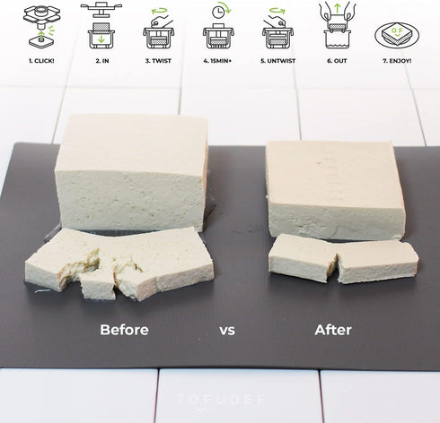 15-20min TOFUDEE Tofu Press for Vegan - Dishwasher Safe & BPA Free Tofu Presser that Swiftly Drains Water from Soft