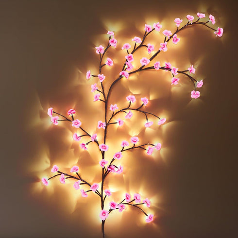 Glooglitter 2 Sets 3.94 48 Cherry LED Tree Branch Lights for Wall FT LED Cherry Blossom Willow Vine Twig Flower String