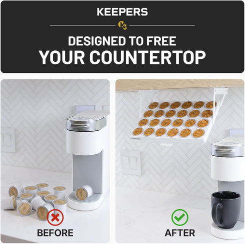 24 COFFEEKEEPERS KEEPERS Under Cabinet K Cup Holder with Swing-Down Access Space-Saving Coffee Pod Holder and K Cup