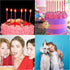 12 Count Long Thin Red Birthday Cake Candles with Holders for Birthday, Wedding Party, Cupcake Decorations