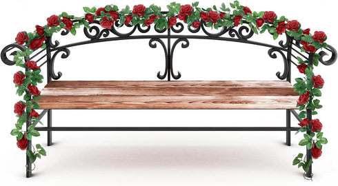 Syhood Artificial Rose Garlands - 14.4 ft Wine Red Flower Vine for Wedding Arch and Home Garden Decorations