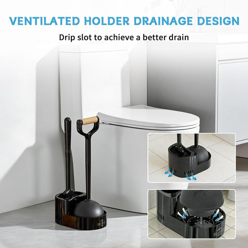 Set, 1 Pack Sellemer Toilet Brush and Plunger Curved Design Head for Deep Cleaning, Heavy Duty Toilet Bowl Brush