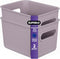 Superio Ribbed Collection - Decorative Plastic Open Storage Bins, Small Lilac Purple (2 Pack) for Organizing Closet