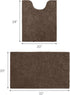 HOMEIDEAS Bathroom Rugs Set - 2 Pieces Ultra Soft Non Slip Absorbent Chenille Bath Mat Set (Brown)