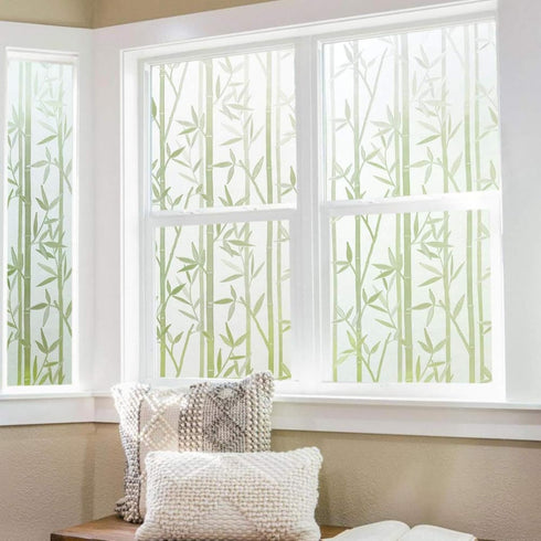 Finnez Bamboo Frosted Window Film for Privacy, Perfect for Bathroom Livingroom and Office (17.5" x 78.7")