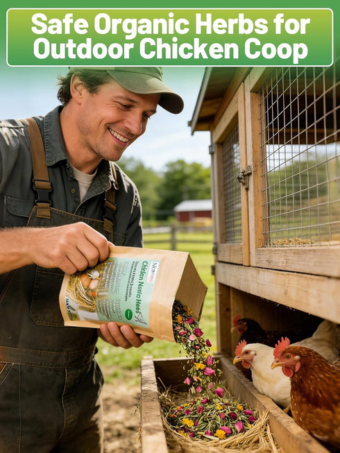 21OZ 6 Chicken Nesting Herbs for Outdoor Indoor Chicken Coop - Natural Egg-Laying Box Feed Herbs in Premixed Dried