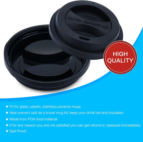KSENDALO Coffee Mug Lids, Thicker Eco Reusable Silicone Travel Mug Cover Set, Mix-color (7pcs, 3.15" Inner Diameter)