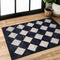 Lahome Zelie Moroccan Trellis Area Rug, 2x3 Small Black Checkered Entryway Rug
