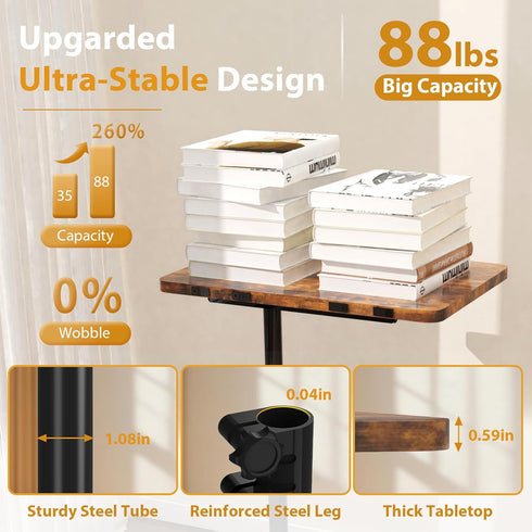 360Swivel TV Tray Table, Adjustable C Shaped End Table for Couch, Couch Side Table C Table That Slide Under Couch Desk
