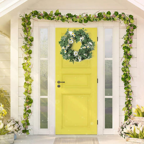 SOMYTING Artificial Daisy Garland, Decorative Fake Flower Vine, 5.6Ft Silk Flower Greenery for Home Garden Wedding Arch