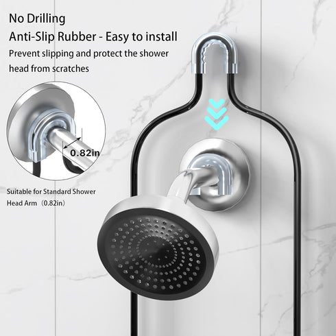 Hanging Bathroom Shower Caddy, 3-Tier Organizer with Soap Holder & 6 Hooks for Towels, Fits 21mm Shower Head Arm