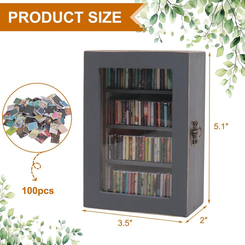 CLVTREBETO 100pcs Anxiety Mini Bookshelf Ornament | Shake Away Your Anxiety Rustic Book Library with Miniature Books |
