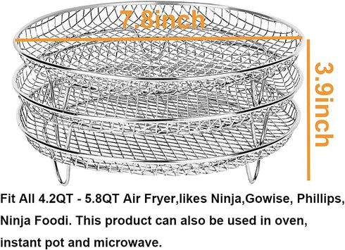 Air Fryer Racks for Gowise USA Airfryer, Ninja AirFryer Accessories, Fit 4.2QT - 5.8QT Air Fryer, Oven, Pressure Cooker