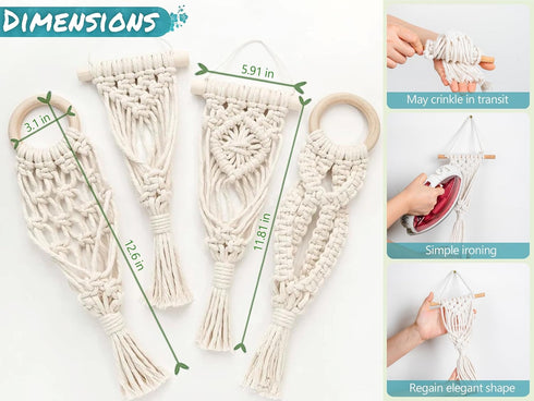 4 Pack Melphoe Air Plants Holders Stand Air Fern Macrame Plant Hanger Indoor Hanging Planter Basket for Tillandsias