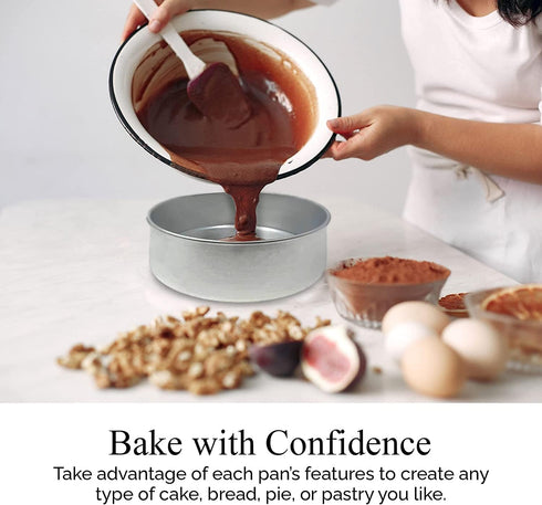 Aunt Shannon's Kitchen Tall Round Cake Pans - 4-inch, 6-inch, 8-inch Set for 3-Tiered Wedding or Birthday Cakes