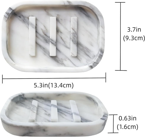 Jusmioke Natural Marble Soap Dish for Bathroom Shower SinkStone Soap Holder with Drying
