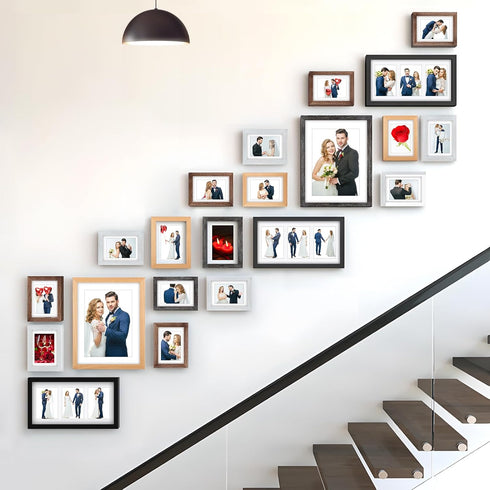 RPJC 8x14 Solid Wood 2 Opening Picture Frames with High Definition Glass, Display 4x6 and 5x7 with Mat or 8x14 Without