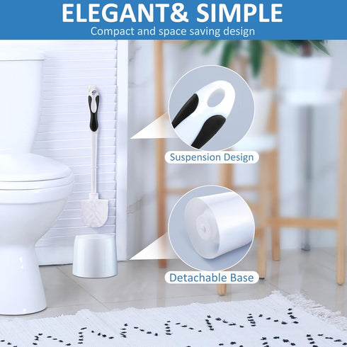 Tioncy 6 Pack Toilet Brush with Holder - Toilet Bowl Brush and Caddy Set, Stiff Bristles for Bathroom Cleaning,