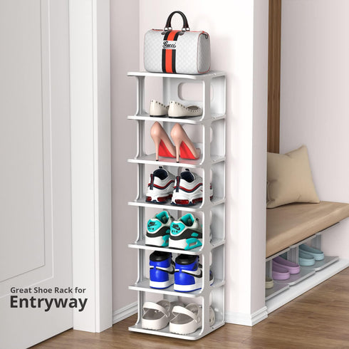ZOINLIY Closet, Stackable Shoe Organizer for Small Shoe Rack for Entryway, Bedroom, Dorm Rooms, Free Standing Shoe