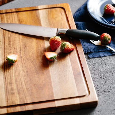 Wooden Cutting Board for Kitchen, Acacia Wood Chopping Board for Meat, Vegetables, Fruit & Cheese, 15x10 Inches