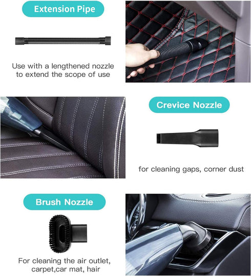 Handheld Vacuum Cordless, Portable Wet Dry Cleaner for Car Home, Pet Hair, Rechargeable 2200mAh Lithium Battery, 120W