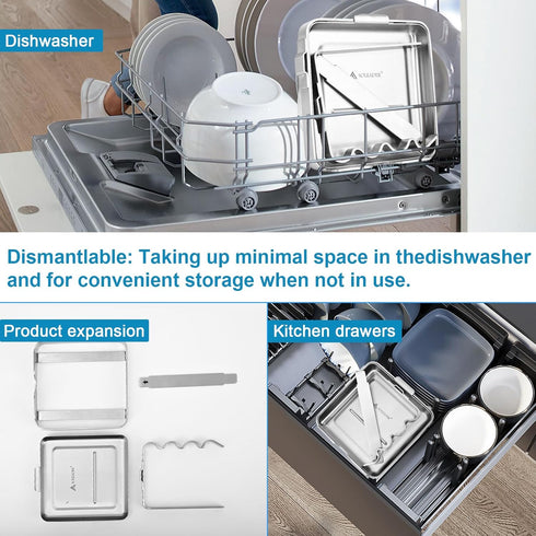 Vertical Spoon Rest and Lid Stand - Foodgrade Stainless Steel Pot Lid Holder with Drip Tray for Kitchen Counter