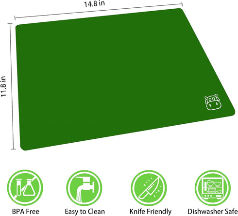 ZVP Plastic Cutting Board for Kitchen Set of 5, Flexible Cutting Mats with Food Icon, Gradient Color Chopping Boards, BPA Free, Non Slip, Dishwasher Safe, 15×12 IN,Green Multi-Color by ZVP