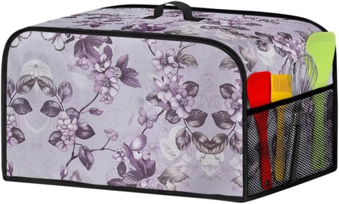 Purple Flower Slow Cooker Dust Cover, Oval 6-8 Qt Dust Proof Convenient Kitchen Accessory