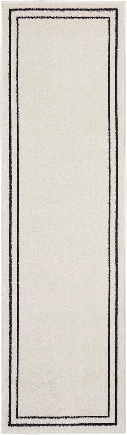 2' 6' (6' Nourison Home Nourison Essentials Ivory/Black x Area Rug - Easy Clean, Non Shedding, Bed Room, Living Room