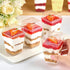 50 Pack 5 oz Qeirudu Dessert Cups with High Lids and Spoons, Mini Plastic Yogurt Parfait Cups Square Party Serving Cup