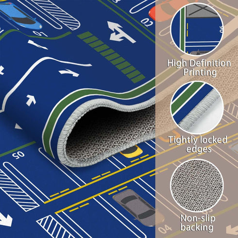 39x59in) Kids Rug,Children's Room Rug, Fun Car Park Kids Play Mat, Rail City Living Carpet, Washable Non-Slip