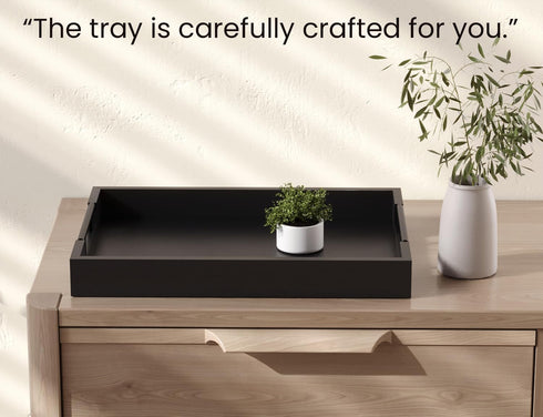 Handles,17x12in Fibogollo Bamboo Serving Tray with Metal Ottoman Decorative Trays Platter for Coffee Table,Living