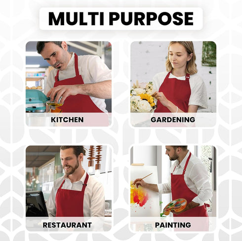 Avalon Kitchen 100% Premium Chef Apron - Waterdrop Resistant Polyester Adjustable Kitchen Aprons for Men Bulk Aprons