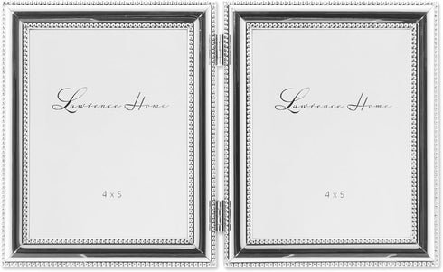 Lawrence Frames 510745D Silver Plated Double Bead Hinged Picture Frame, 4 by 5-Inch