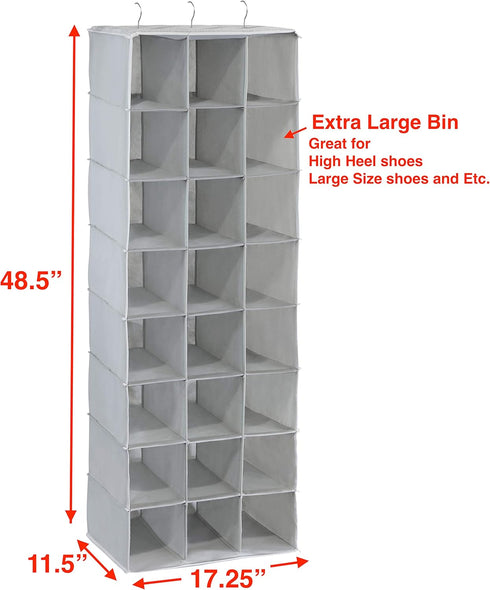 Simple Houseware 24 Section Hanging Closet Organizers, Gray Shoe Shelves