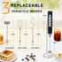 YUSWKO Black Handheld Milk Frother Wand with Stand, Rechargeable Electric Whisk with 3 Heads, 3 Speeds Drink Mixer