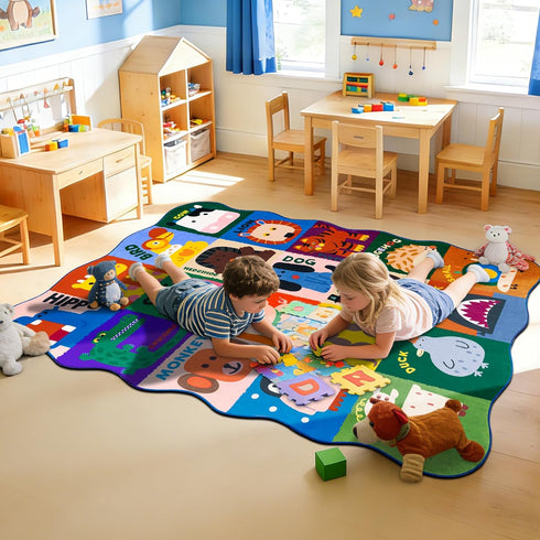 Ythropon Playroom,4x6 Kids Rugs for Feet Upgrade Ultra Non Slip Area Rug, Washable Play Mat Rug Cute Animal Carpet