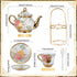 Zhehao 20 Set Set Pcs Porcelain Tea with Metal Holder and Spoon Adult Ceramic Tea European Flower Painting Teapot Cup
