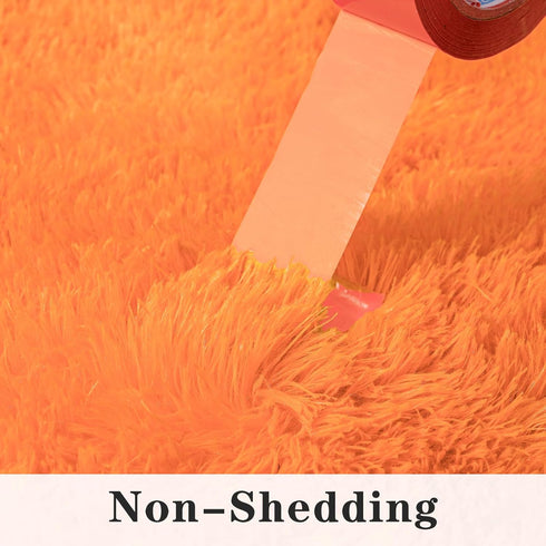 Super Fluffy Rug for Bedroom, 4x6 Feet Modern Shag Orange Area Rugs, Soft Plush Carpet for Kids and Teens