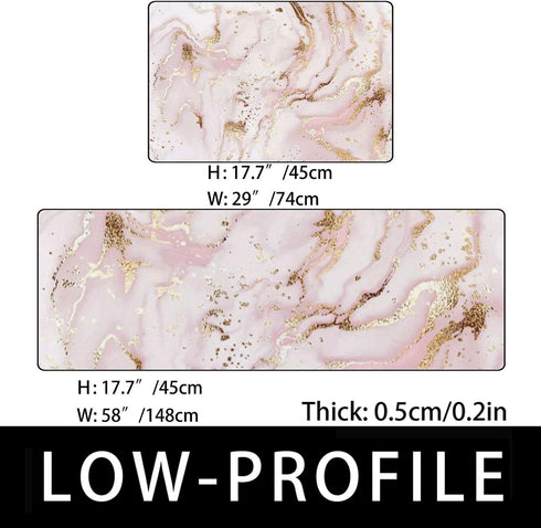 ZKLZI 2 Set Set 17.729.1Inch 17.758.2Inch Kitchen Rugs Kitchen Mats for Floor Pieces Liquid Marble Painting Gold Pink