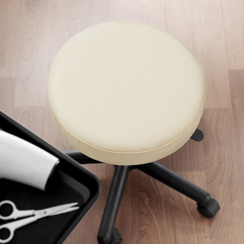 2-Pack 17-1/2 Inch Saloniture Round Stool Seat Cover, Waterproof Slipcover for Swivel Chair or Barstool - Cream
