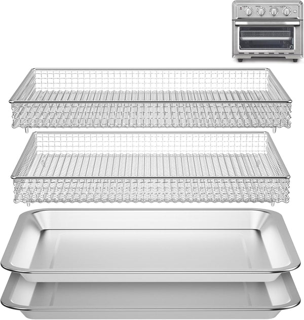 Stainless Steel Baking Tray Pan and Air Fryer Basket for Cuisinart Airfryer TOA-060 and TOA-065