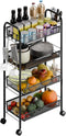 Snack Cart with Wheels Fruit Vegetable Basket Storage Cart 4 Tier Stackable